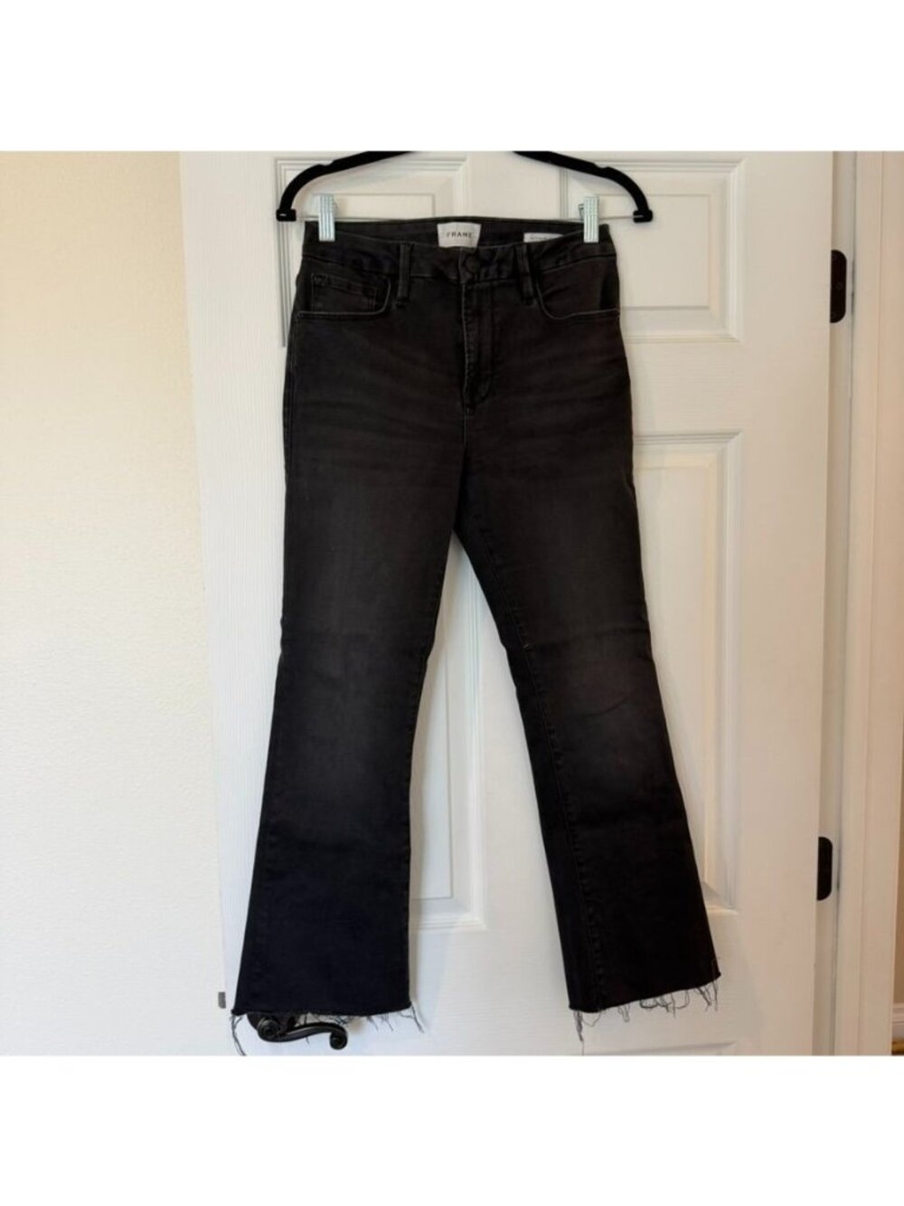 FRAME Denim Le Crop Mini Boot High Waist Frayed Raw Hem Size 28